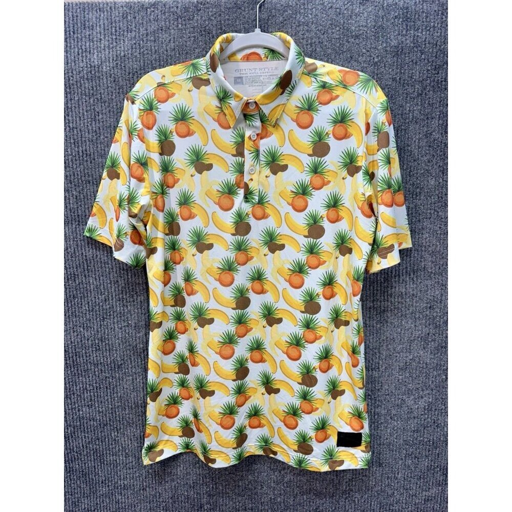 Grunt Style Low Hanging Fruit Polo Shirt Mens Medium Multicolor Golf Performance